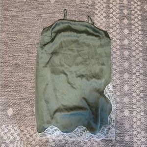 Elegant Green Chemise with Lace Trim